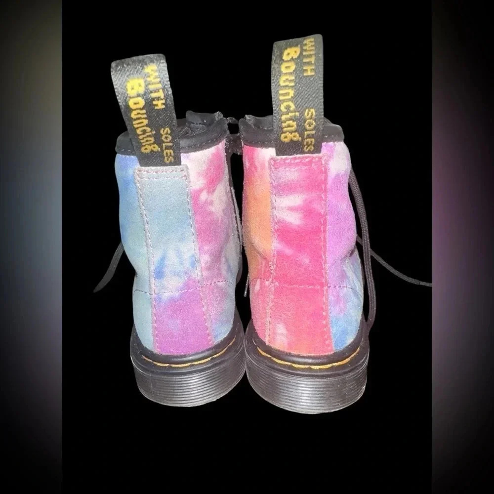Doc Martens Tie Dye Leather Combat Lace-Up Boots Kids Dr. Toddler Size 9 - Picture 3 of 6
